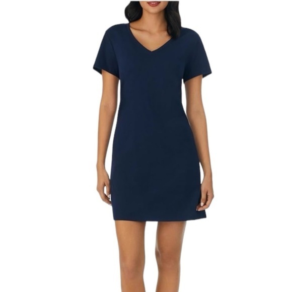 J. Jill Dresses & Skirts - NEW Pure Jill Indigo Blue T-Shirt Dress Size XL Short Sleeve V Neck Dress